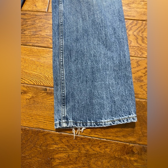 Vintage Bills Khakis Jeans Mens 34x30 Blue Denim Distressed Hem Straight Y2K - Picture 4 of 10